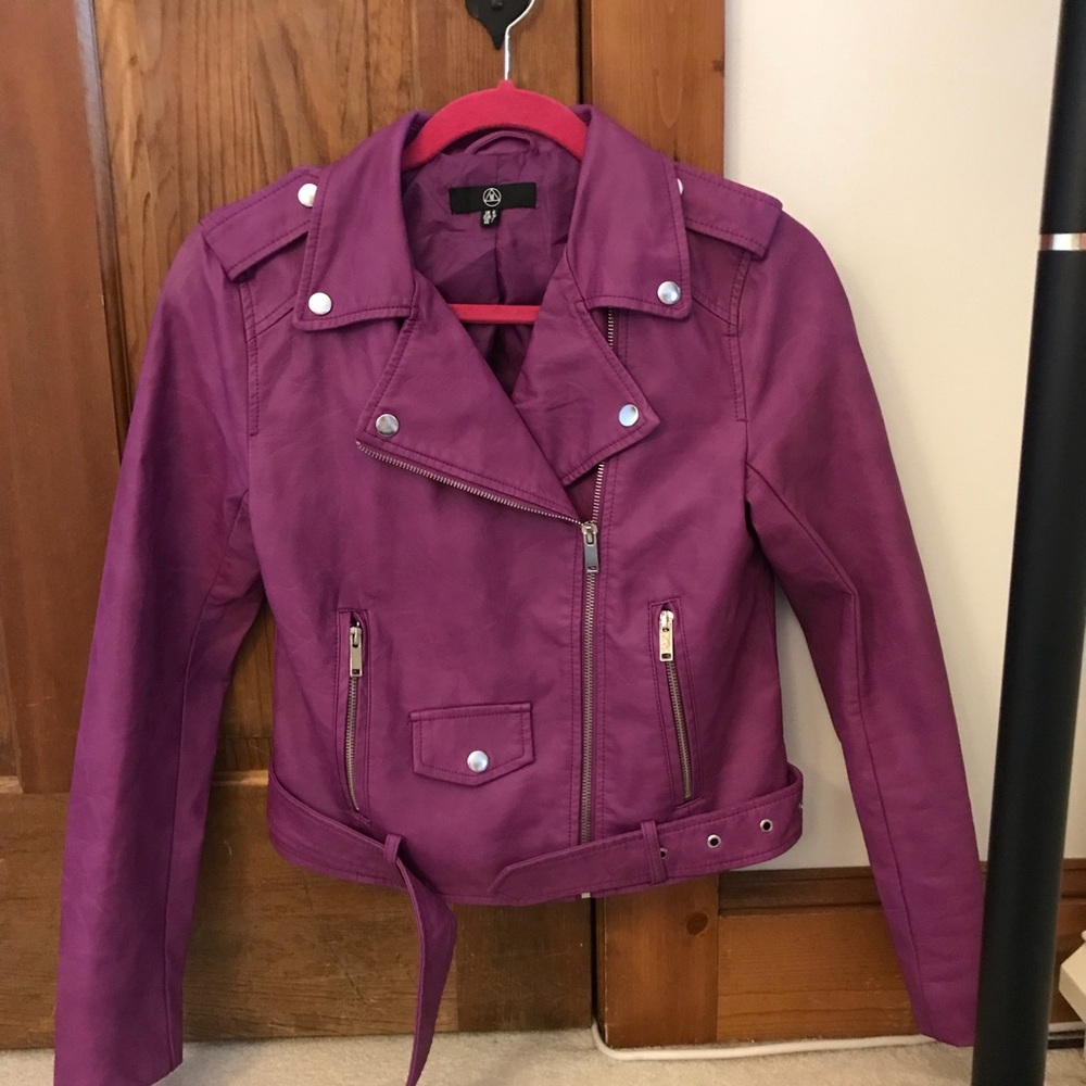 Missguided Purple Faux Leather Moto Jacket